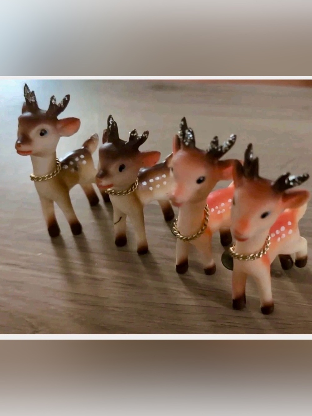VINTAGE RUBBER REINDEER SWIVEL HEADS LOT OF 4 JAPAN